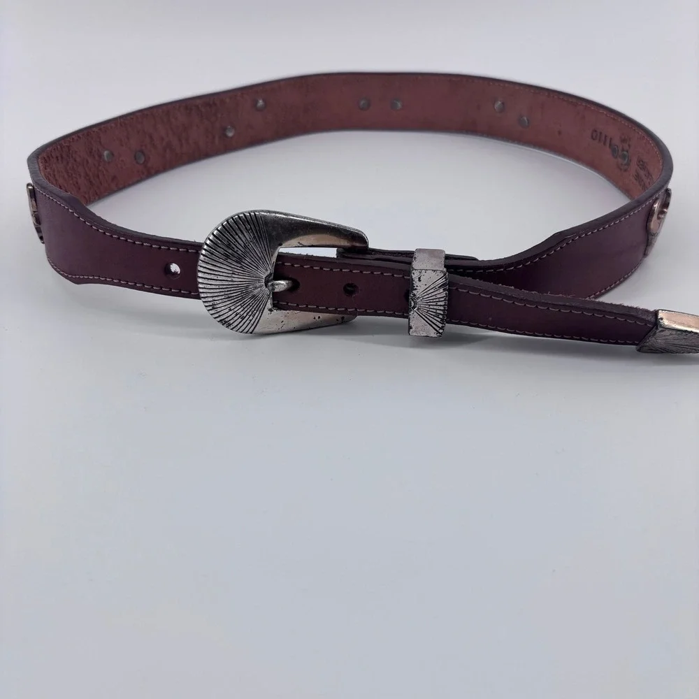 Silver Creek Leather Belt Mens 28 Brown Western Animal Concho Southwestern Aztec